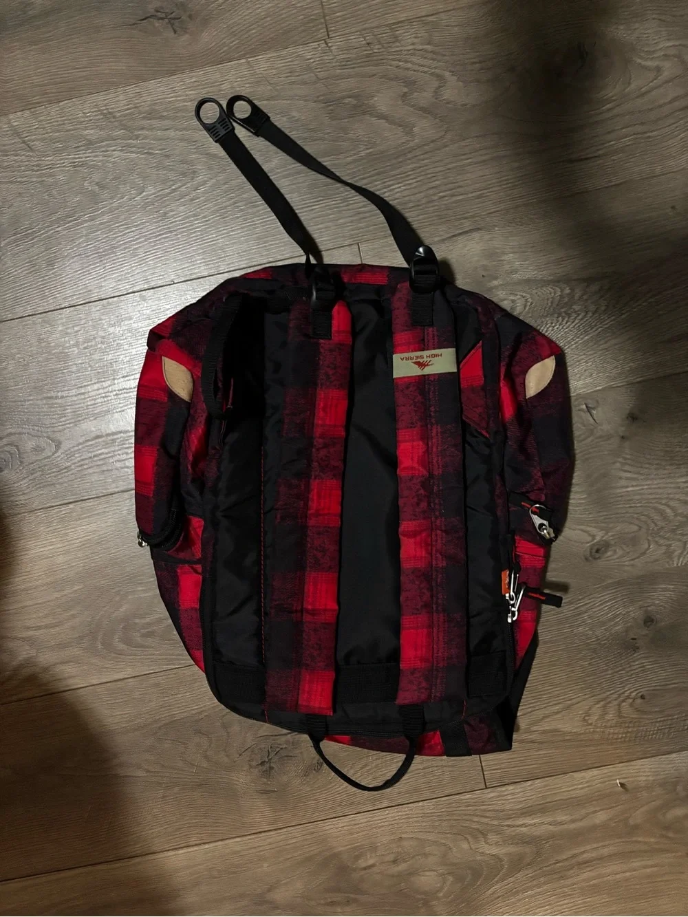 High Sierra Red and Black Plaid Backpack